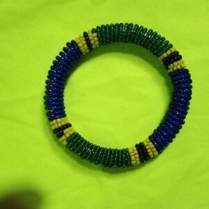 Green blue black yellow Zulu love Bracelet Bangle seed beads 📿